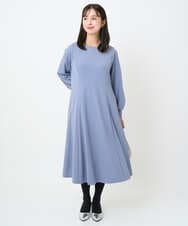 F1EAD40200 MK MICHEL KLEIN(小さいサイズ)(メゾン ドゥ サンク) 【小さいサイズ】ツイルジャージーワンピース/洗える グレイッシュブルー