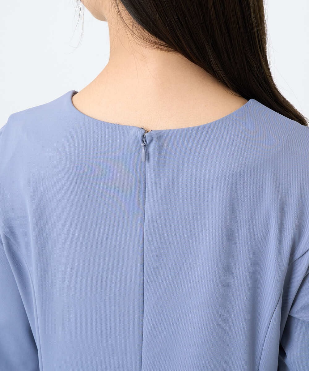 F1EAD40200 MK MICHEL KLEIN(小さいサイズ)(メゾン ドゥ サンク) 【小さいサイズ】ツイルジャージーワンピース/洗える グレイッシュブルー