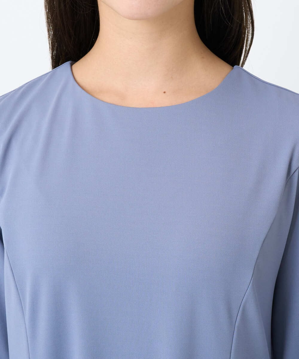 F1EAD40200 MK MICHEL KLEIN(小さいサイズ)(メゾン ドゥ サンク) 【小さいサイズ】ツイルジャージーワンピース/洗える グレイッシュブルー