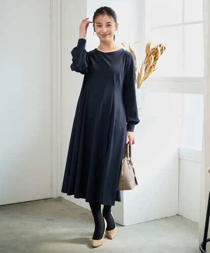 F1EAD40200 MK MICHEL KLEIN(小さいサイズ) 【小さいサイズ】ツイルジャージーワンピース/洗える