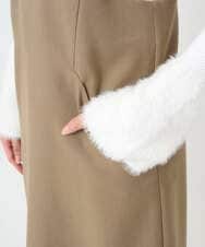 F1EAD41200 MK MICHEL KLEIN(小さいサイズ)(メゾン ドゥ サンク) 【小さいサイズ】ウールライクVネックジャンパースカート/洗える ベージュ