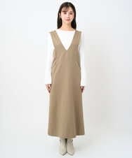 F1EAD41200 MK MICHEL KLEIN(小さいサイズ)(メゾン ドゥ サンク) 【小さいサイズ】ウールライクVネックジャンパースカート/洗える ベージュ