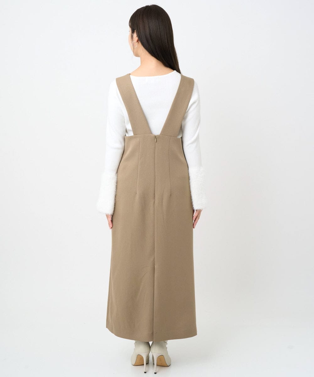 F1EAD41200 MK MICHEL KLEIN(小さいサイズ)(メゾン ドゥ サンク) 【小さいサイズ】ウールライクVネックジャンパースカート/洗える ベージュ