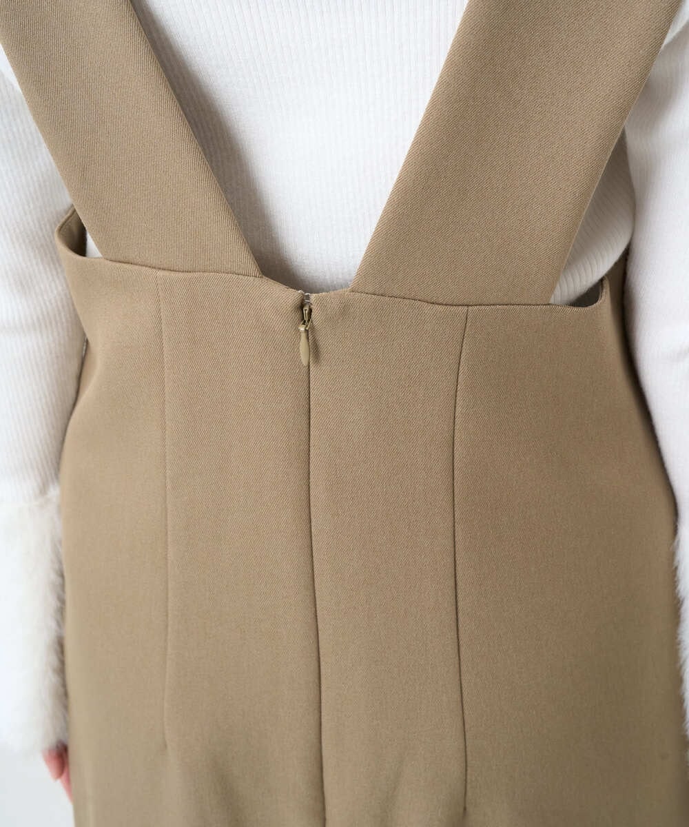 F1EAD41200 MK MICHEL KLEIN(小さいサイズ)(メゾン ドゥ サンク) 【小さいサイズ】ウールライクVネックジャンパースカート/洗える ベージュ