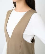 F1EAD41200 MK MICHEL KLEIN(小さいサイズ)(メゾン ドゥ サンク) 【小さいサイズ】ウールライクVネックジャンパースカート/洗える ベージュ