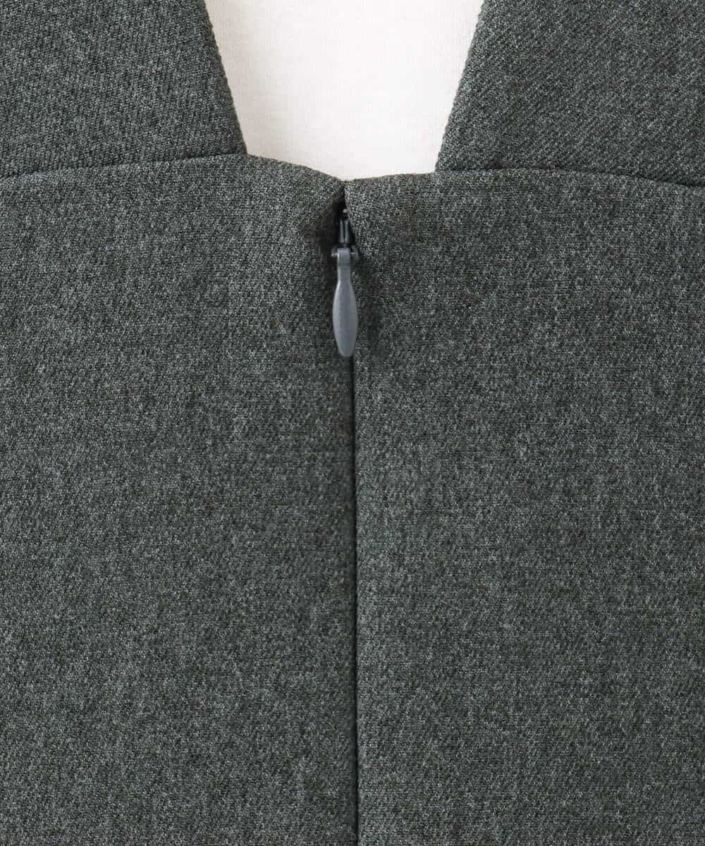 F1EAD41200 MK MICHEL KLEIN(小さいサイズ)(メゾン ドゥ サンク) 【小さいサイズ】ウールライクVネックジャンパースカート/洗える ダークグレー