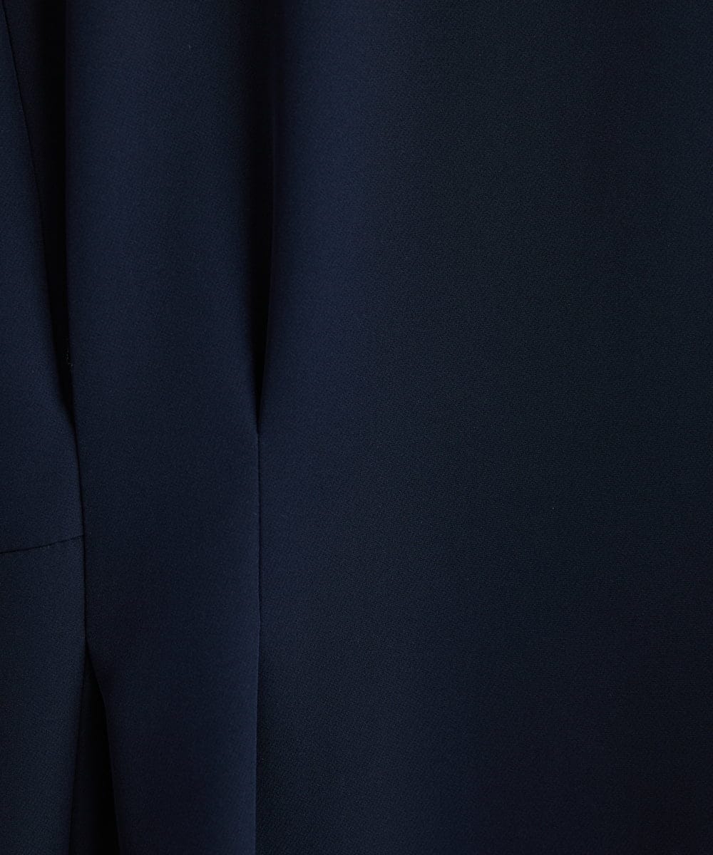 F1EAV48210 MK MICHEL KLEIN(小さいサイズ)(メゾン ドゥ サンク) 【小さいサイズ】ダブルクロスウエストタックワンピース/洗える ネイビー