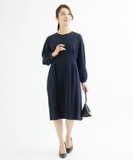 F1EAV48210 MK MICHEL KLEIN(小さいサイズ)(メゾン ドゥ サンク) 【小さいサイズ】ダブルクロスウエストタックワンピース/洗える ネイビー