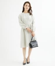 F1EAV48210 MK MICHEL KLEIN(小さいサイズ)(メゾン ドゥ サンク) 【小さいサイズ】ダブルクロスウエストタックワンピース/洗える ネイビー