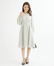 F1EAV48210 MK MICHEL KLEIN(小さいサイズ)(メゾン ドゥ サンク) 【小さいサイズ】ダブルクロスウエストタックワンピース/洗える ネイビー