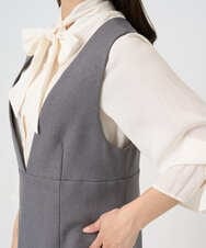 F1EBD51230 MK MICHEL KLEIN(小さいサイズ)(メゾン ドゥ サンク) 【小さいサイズ】ウールライク Vネックジャンパースカート/洗える グレー