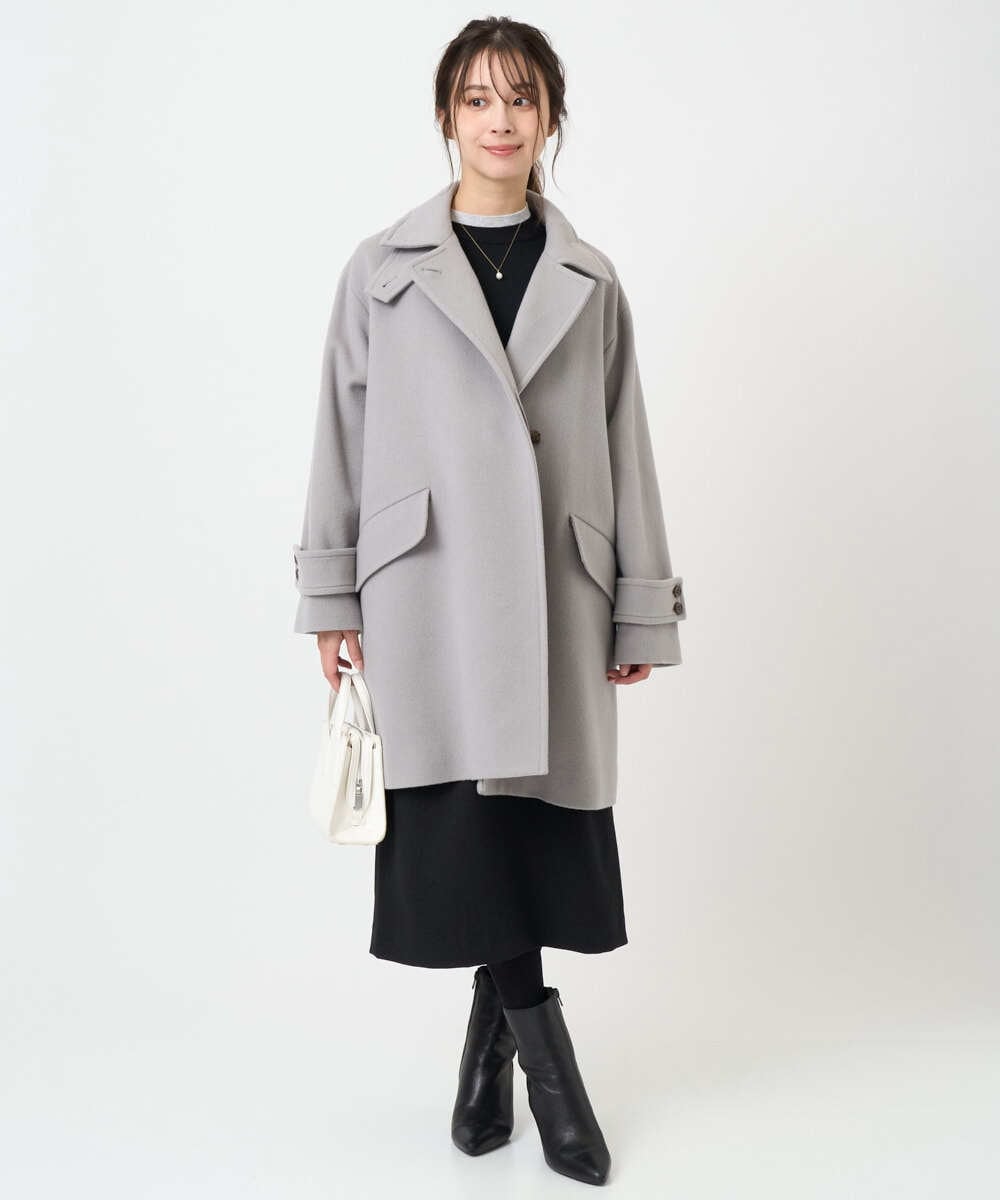 F1EBD51230 MK MICHEL KLEIN(小さいサイズ)(メゾン ドゥ サンク) 【小さいサイズ】ウールライク Vネックジャンパースカート/洗える グレー