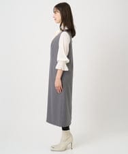 F1EBD51230 MK MICHEL KLEIN(小さいサイズ)(メゾン ドゥ サンク) 【小さいサイズ】ウールライク Vネックジャンパースカート/洗える グレー