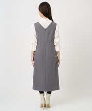 F1EBD51230 MK MICHEL KLEIN(小さいサイズ)(メゾン ドゥ サンク) 【小さいサイズ】ウールライク Vネックジャンパースカート/洗える グレー