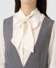 F1EBD51230 MK MICHEL KLEIN(小さいサイズ)(メゾン ドゥ サンク) 【小さいサイズ】ウールライク Vネックジャンパースカート/洗える グレー