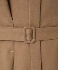 F1EBD57230 MK MICHEL KLEIN(小さいサイズ)(メゾン ドゥ サンク) 【小さいサイズ】ウエストタックデザインワンピース/洗濯機で洗える キャメル