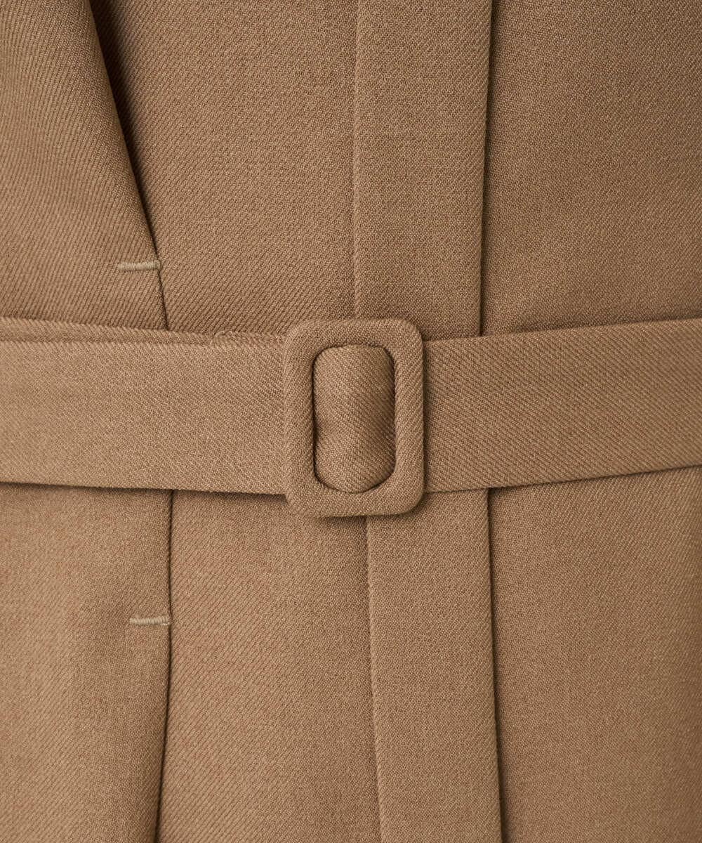 F1EBD57230 MK MICHEL KLEIN(小さいサイズ)(メゾン ドゥ サンク) 【小さいサイズ】ウエストタックデザインワンピース/洗濯機で洗える キャメル