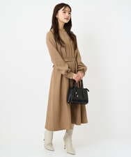 F1EBD57230 MK MICHEL KLEIN(小さいサイズ)(メゾン ドゥ サンク) 【小さいサイズ】ウエストタックデザインワンピース/洗濯機で洗える キャメル