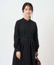 F1EBD57230 MK MICHEL KLEIN(小さいサイズ)(メゾン ドゥ サンク) 【小さいサイズ】ウエストタックデザインワンピース/洗濯機で洗える キャメル