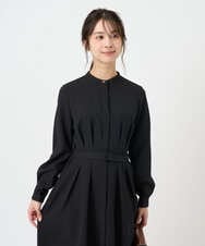 F1EBD57230 MK MICHEL KLEIN(小さいサイズ)(メゾン ドゥ サンク) 【小さいサイズ】ウエストタックデザインワンピース/洗濯機で洗える キャメル