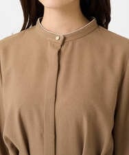 F1EBD57230 MK MICHEL KLEIN(小さいサイズ)(メゾン ドゥ サンク) 【小さいサイズ】ウエストタックデザインワンピース/洗濯機で洗える キャメル