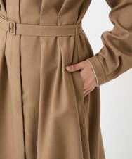 F1EBD57230 MK MICHEL KLEIN(小さいサイズ)(メゾン ドゥ サンク) 【小さいサイズ】ウエストタックデザインワンピース/洗濯機で洗える キャメル