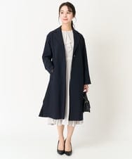 F1EFA02210 MK MICHEL KLEIN(小さいサイズ)(メゾン ドゥ サンク) 【小さいサイズ】ボウタイプリーツジョーゼットワンピース/洗える ライトグレー