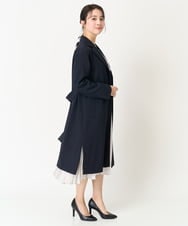 F1EFA02210 MK MICHEL KLEIN(小さいサイズ)(メゾン ドゥ サンク) 【小さいサイズ】ボウタイプリーツジョーゼットワンピース/洗える ライトグレー