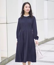 F1EFA10230 MK MICHEL KLEIN(小さいサイズ)(メゾン ドゥ サンク) 【小さいサイズ】配色デザインワンピース/洗える ネイビー