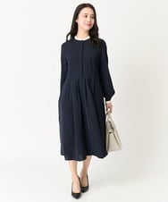 F1EFA10230 MK MICHEL KLEIN(小さいサイズ)(メゾン ドゥ サンク) 【小さいサイズ】配色デザインワンピース/洗える ベージュ
