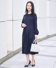 F1EFA10230 MK MICHEL KLEIN(小さいサイズ)(メゾン ドゥ サンク) 【小さいサイズ】配色デザインワンピース/洗える ベージュ
