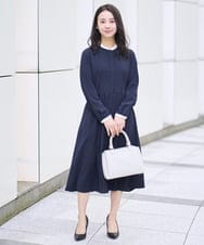 F1EFA10230 MK MICHEL KLEIN(小さいサイズ)(メゾン ドゥ サンク) 【小さいサイズ】配色デザインワンピース/洗える ベージュ