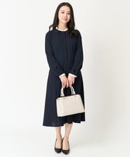 F1EFA10230 MK MICHEL KLEIN(小さいサイズ)(メゾン ドゥ サンク) 【小さいサイズ】配色デザインワンピース/洗える ベージュ
