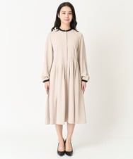 F1EFA10230 MK MICHEL KLEIN(小さいサイズ)(メゾン ドゥ サンク) 【小さいサイズ】配色デザインワンピース/洗える ベージュ