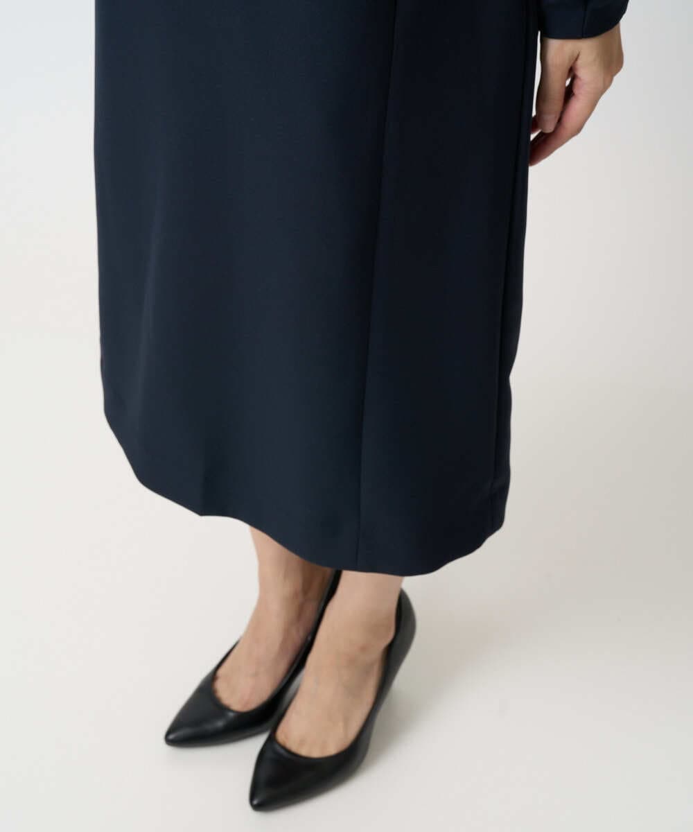 F1EFD13230 MK MICHEL KLEIN(小さいサイズ)(メゾン ドゥ サンク) 【小さいサイズ】レース襟付きサックワンピース/防シワ/洗える ネイビー