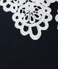 F1EFD13230 MK MICHEL KLEIN(小さいサイズ)(メゾン ドゥ サンク) 【小さいサイズ】レース襟付きサックワンピース/防シワ/洗える ネイビー