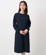 F1EFD13230 MK MICHEL KLEIN(小さいサイズ)(メゾン ドゥ サンク) 【小さいサイズ】レース襟付きサックワンピース/防シワ/洗える ネイビー