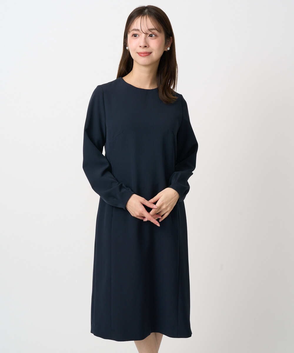 小さいサイズ】レース襟付きサックワンピース/防シワ/洗える