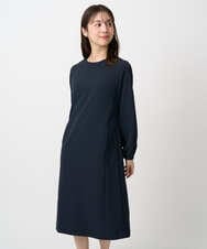 F1EFD13230 MK MICHEL KLEIN(小さいサイズ)(メゾン ドゥ サンク) 【小さいサイズ】レース襟付きサックワンピース/防シワ/洗える ネイビー