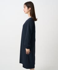 F1EFD13230 MK MICHEL KLEIN(小さいサイズ)(メゾン ドゥ サンク) 【小さいサイズ】レース襟付きサックワンピース/防シワ/洗える ネイビー