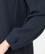 F1EFD13230 MK MICHEL KLEIN(小さいサイズ)(メゾン ドゥ サンク) 【小さいサイズ】レース襟付きサックワンピース/防シワ/洗える ネイビー