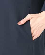 F1EFD13230 MK MICHEL KLEIN(小さいサイズ)(メゾン ドゥ サンク) 【小さいサイズ】レース襟付きサックワンピース/防シワ/洗える ネイビー