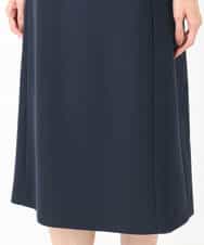 F1EFD13230 MK MICHEL KLEIN(小さいサイズ)(メゾン ドゥ サンク) 【小さいサイズ】レース襟付きサックワンピース/防シワ/洗える ネイビー