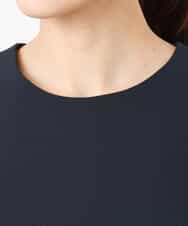 F1EFD13230 MK MICHEL KLEIN(小さいサイズ)(メゾン ドゥ サンク) 【小さいサイズ】レース襟付きサックワンピース/防シワ/洗える ネイビー