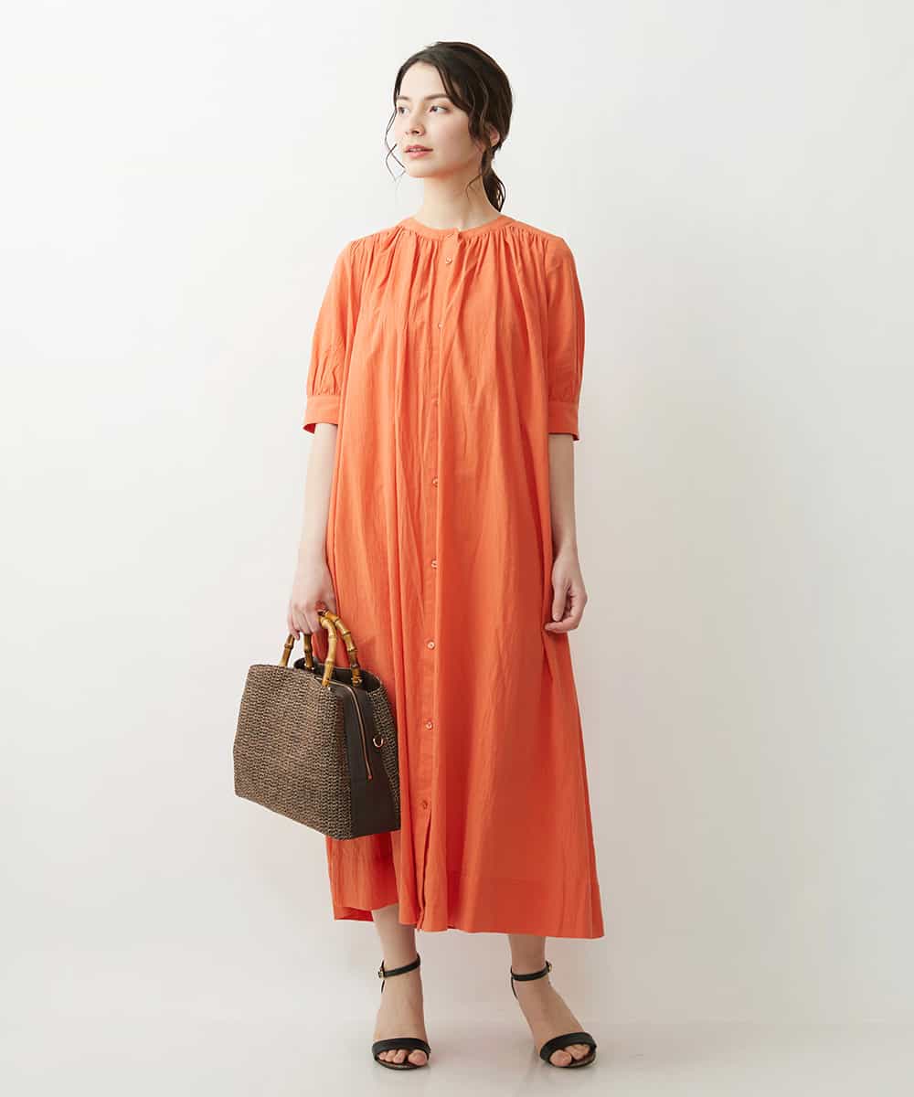 小さいサイズ 洗える 五分袖ギャザーワンピース ワンピース Mk Michel Klein 小さいサイズ メゾン ドゥ サンク イトキンオンラインストア