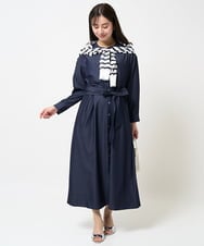 F1EGA31210 MK MICHEL KLEIN(小さいサイズ)(メゾン ドゥ サンク) 【小さいサイズ】デニムライク前開きワンピース/洗える ネイビー