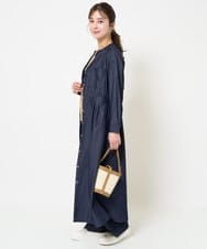 F1EGA31210 MK MICHEL KLEIN(小さいサイズ)(メゾン ドゥ サンク) 【小さいサイズ】デニムライク前開きワンピース/洗える ネイビー