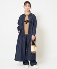 F1EGA31210 MK MICHEL KLEIN(小さいサイズ)(メゾン ドゥ サンク) 【小さいサイズ】デニムライク前開きワンピース/洗える ネイビー