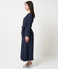F1EGA31210 MK MICHEL KLEIN(小さいサイズ)(メゾン ドゥ サンク) 【小さいサイズ】デニムライク前開きワンピース/洗える ネイビー