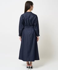 F1EGA31210 MK MICHEL KLEIN(小さいサイズ)(メゾン ドゥ サンク) 【小さいサイズ】デニムライク前開きワンピース/洗える ネイビー